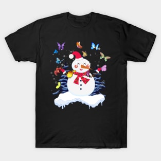 Cute Snowman Butterlfy Costume Gift T-Shirt